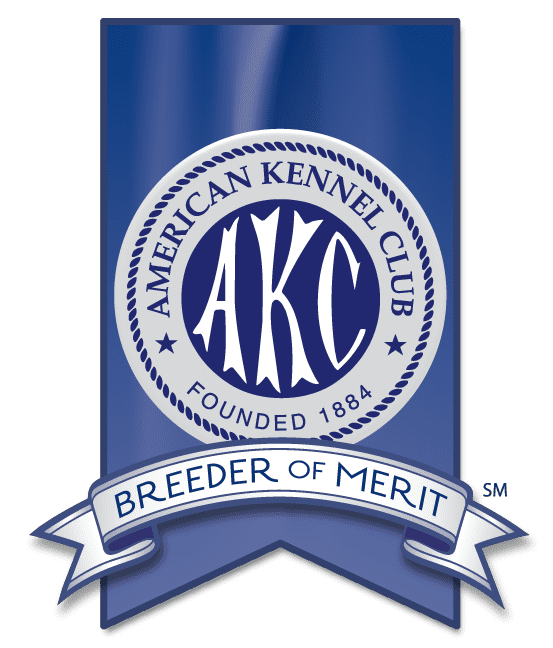 A blue banner with the american kennel club logo.